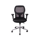 Silla semiejecutiva en malla con base cromada y soporte lumbar