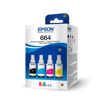 Epson botella de tinta T664 pack completo de 4 colores negro cian magenta y amarillo - T664520-4P - 1