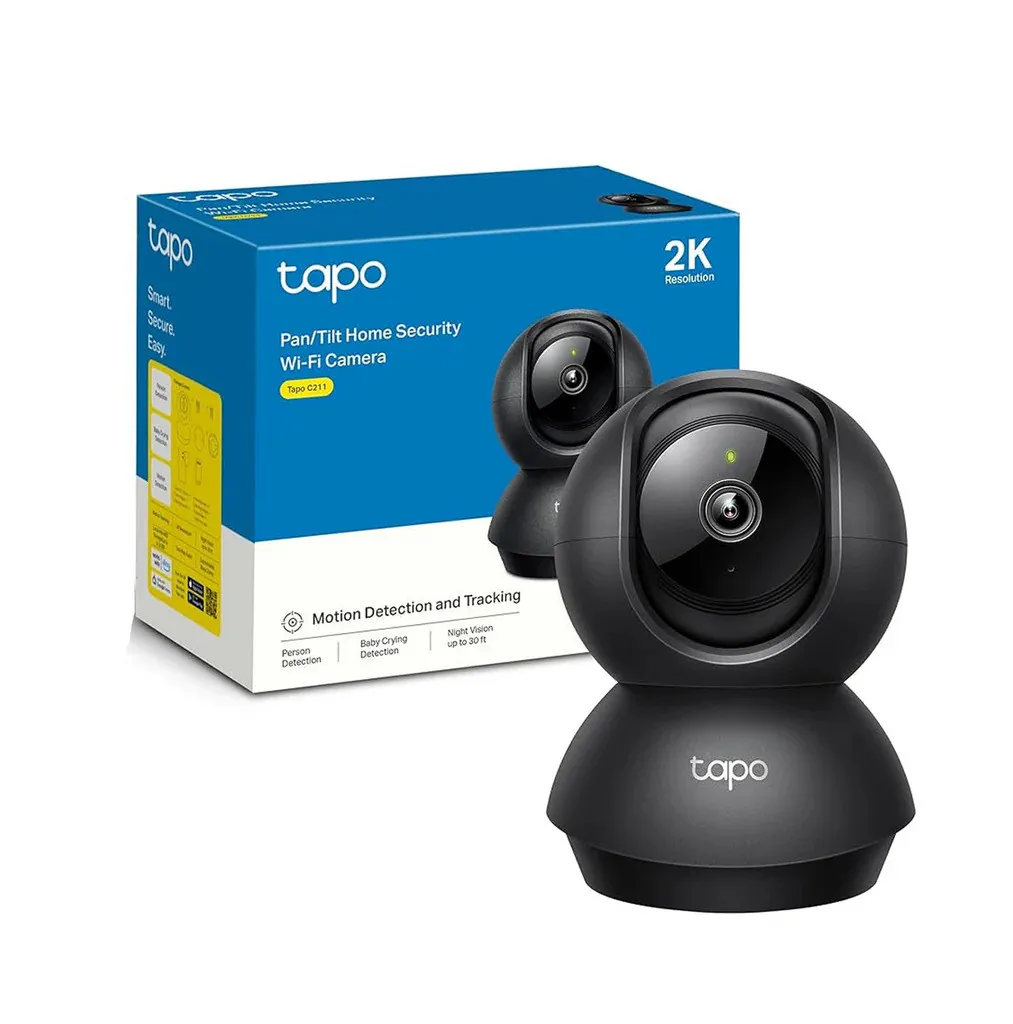 Tp Link camara de vigilancia Wi-Fi 2K de 360 ° con deteccion por IA y llanto de bebe color negro -Tapo C211 - 1