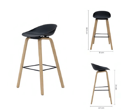 [TK-BAR-07] SILLA BAR PLASTICA NEGRA