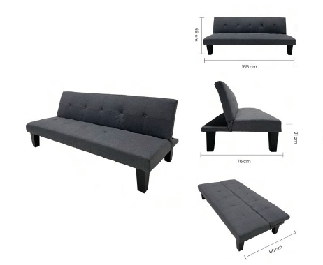 [TK-SF-29] SOFÁ CAMA TELA LINO GRIS