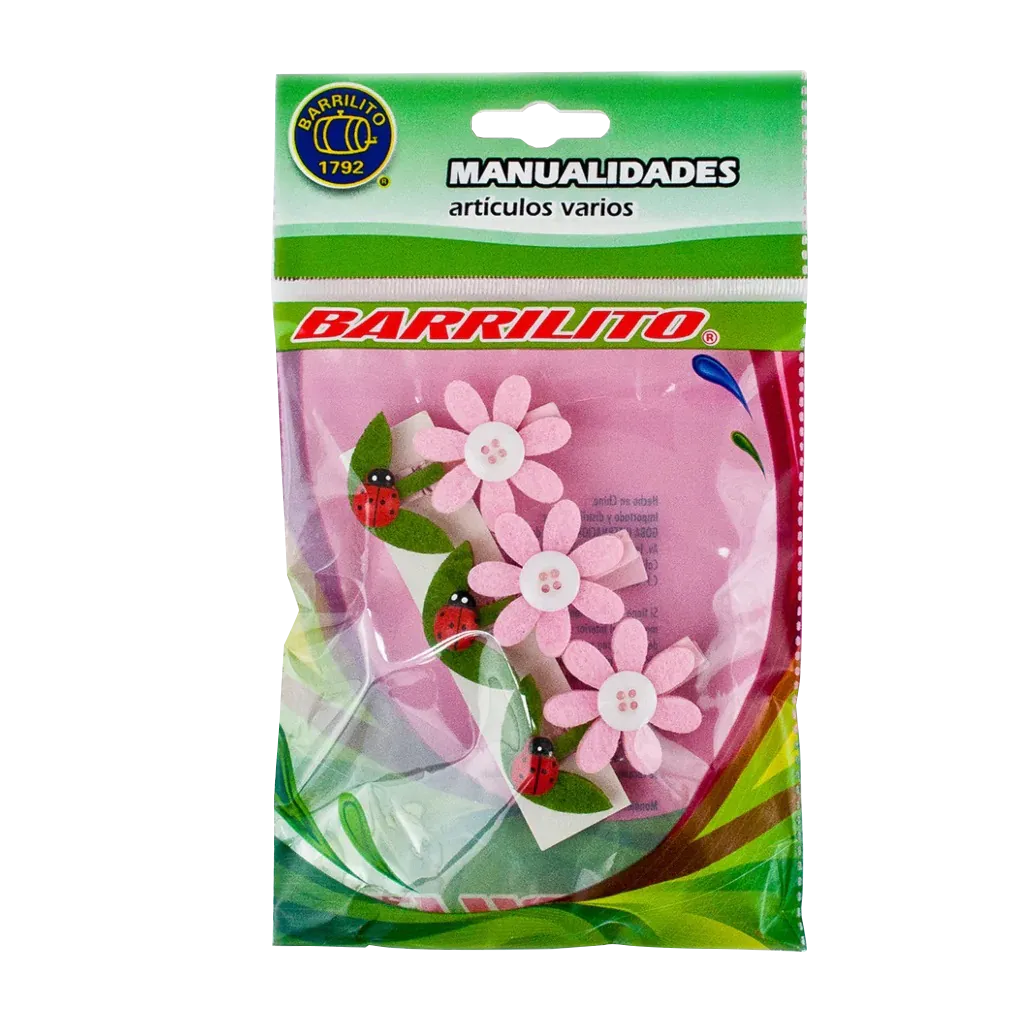[DTF-BA00404] Barrilito clip de madera fieltro flores wclp1 3 piezas