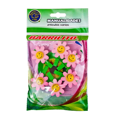 [DTF-BA00409] Barrilito clip de madera flores rosas wclp10p 6 piezas
