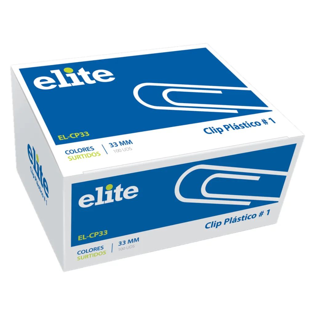 [DTF-EL00049] Elite clip standard 33 mm plastico colores caja 100 unid el-CP33