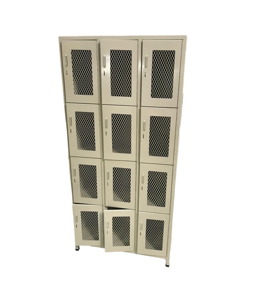 [MR-LK-27] Locker metálico de 12 puertas en malla con aldaba