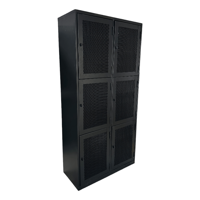 Locker metálico de 6 compartimentos con puertas de malla