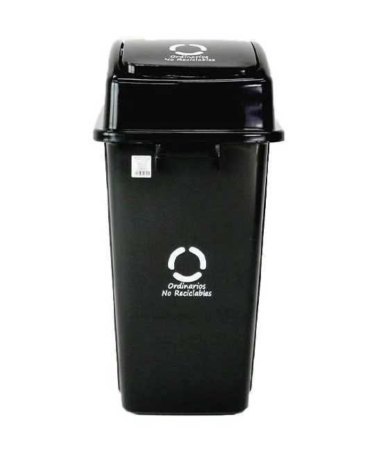 BASURERO C/TAPA VAIVEN 42LTS ORDINARIOS NEGRO