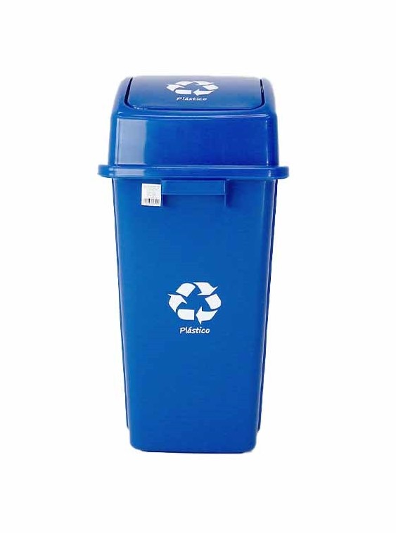 BASURERO C/TAPA VAIVEN 42LTS PLASTICO AZUL