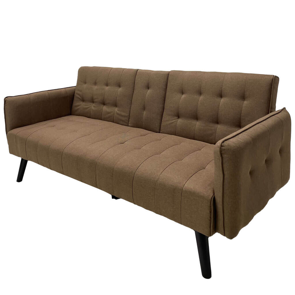 [TK-SF-47] SOFÁ CAMA TELA LINO CAFÉ