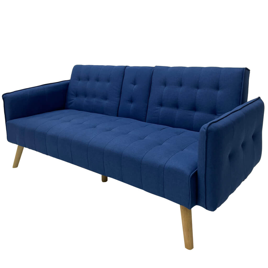 [TK-SF-48] SOFÁ CAMA TELA LINO AZUL MARINO