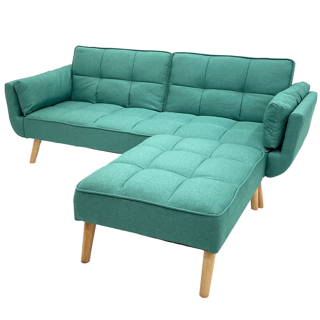 [TK-SF-51] SOFÁ CAMA C/PIECERO TELA LINO TURQUESA