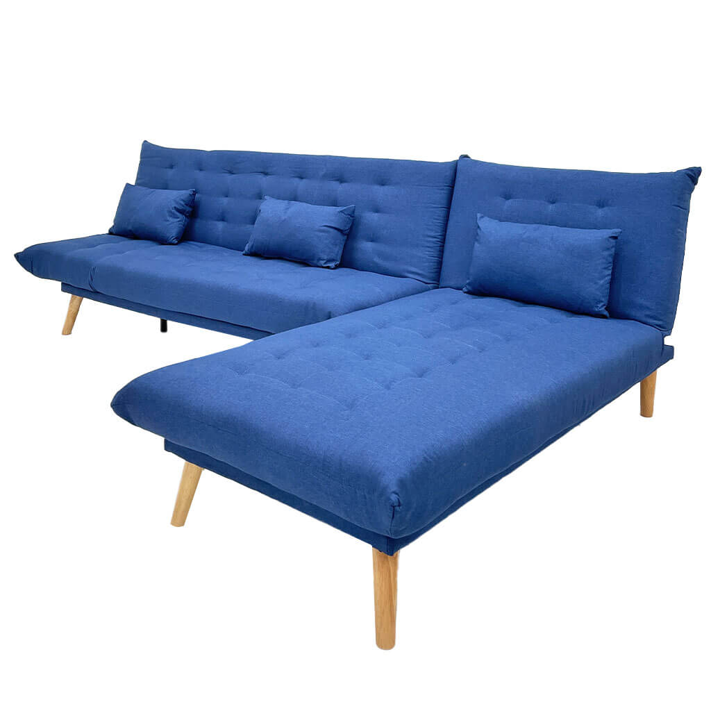 [TK-SF-53] SOFÁ CAMA C/DIVAN TELA LINO AZUL MARINO