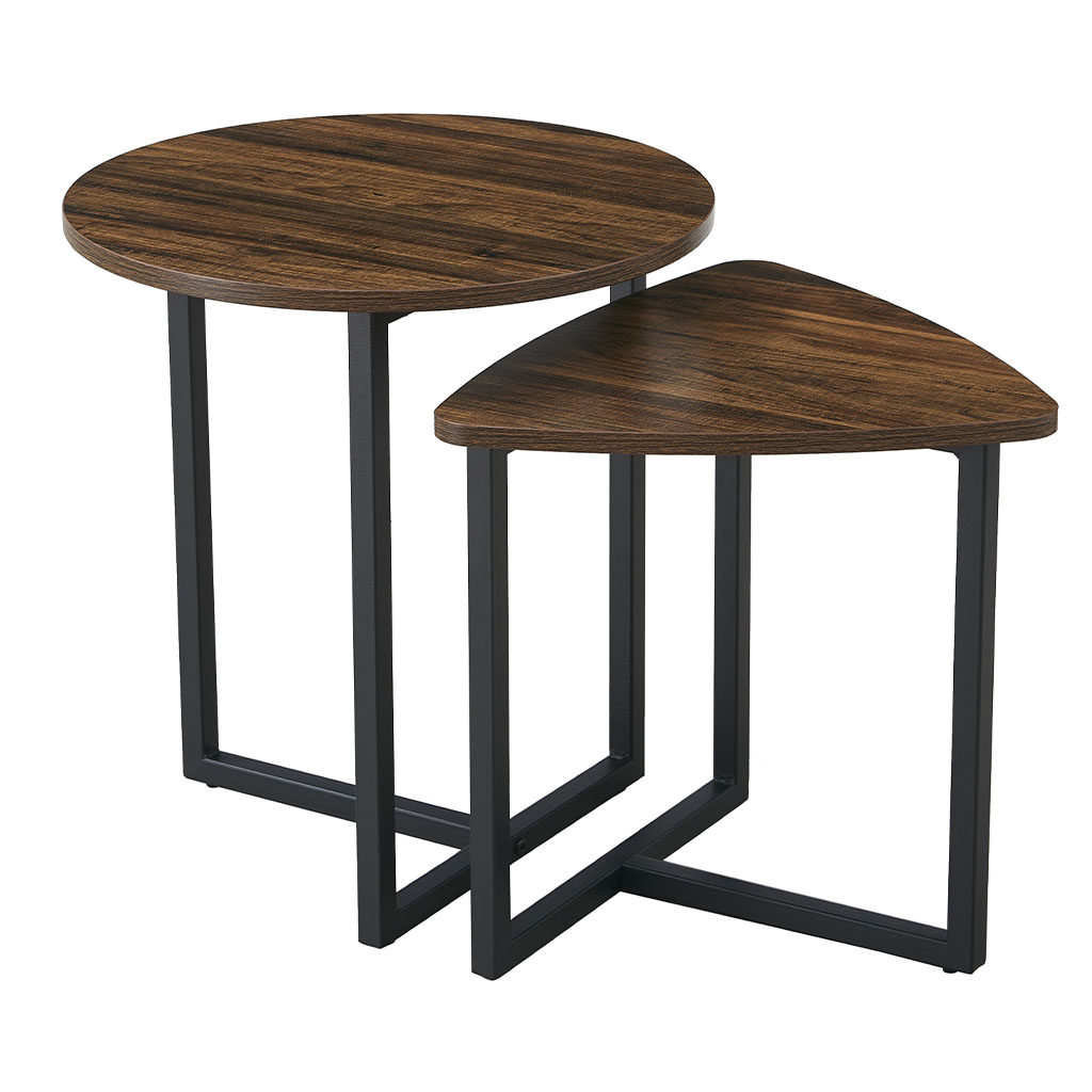 [TK-MS-49] SET 2 MESAS LATERALES 45CMX45CMX48CM CAFE OSCURO