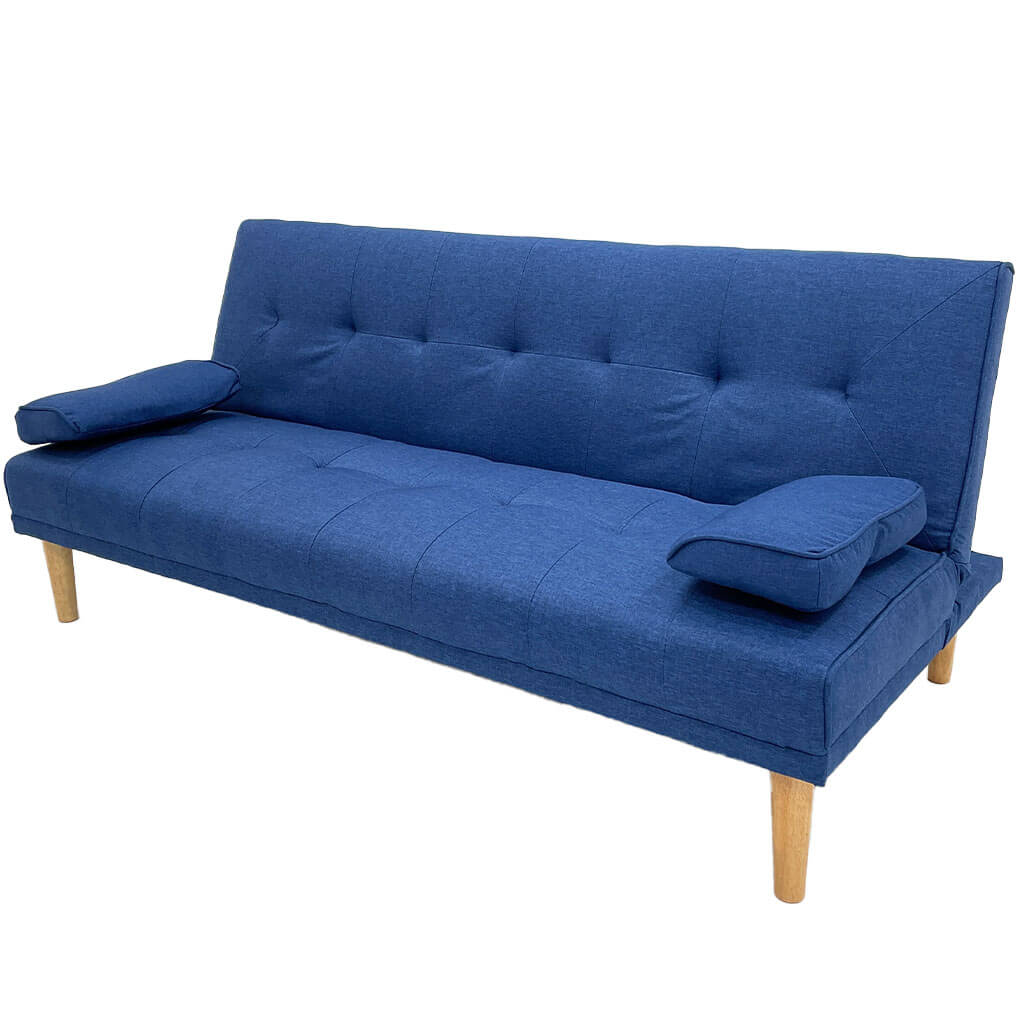 [TK-SF-58] SOFÁ CAMA TELA LINO AZUL MARINO