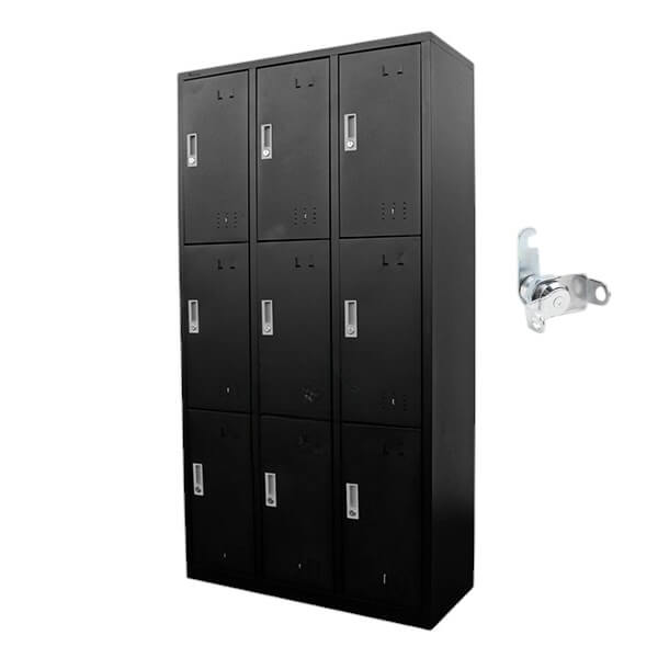 Locker metálico de 9 puertas o compartimientos con aldaba