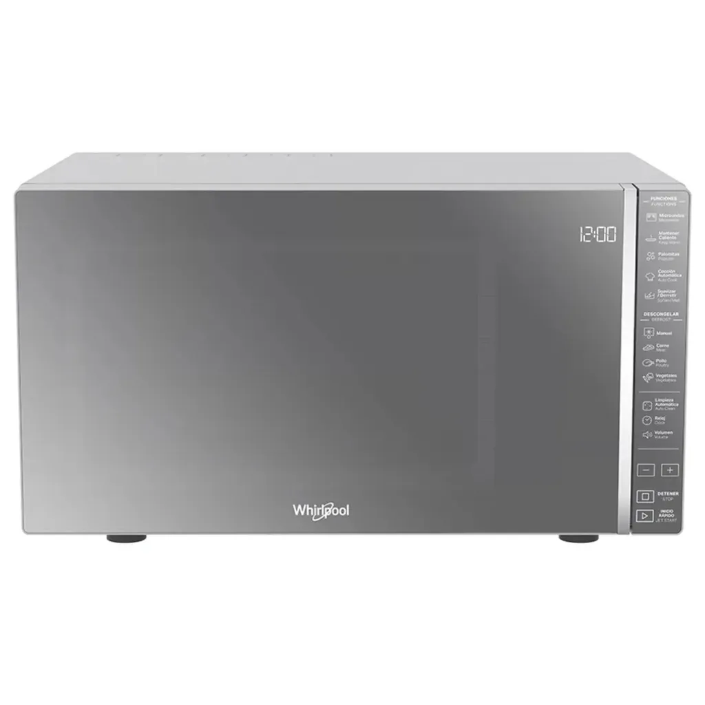 Whirlpool microondas 0.7 pies plateado acabado espejo WM1807D
