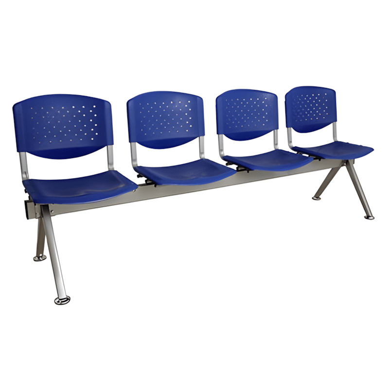 [MR-SE-17-AZ] Butaca de espera en metal y plástico de 4 plazas (Azul)