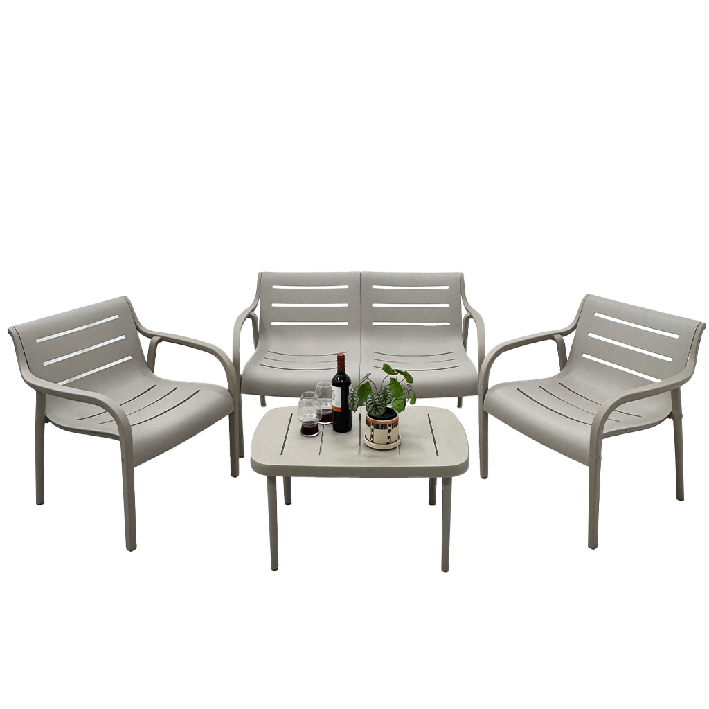[TK-SF-78] SALA 2-1-1+MESA PLASTICA TAUPE