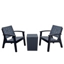 2 SILLAS+MESA PLASTICA PLOMO OSCURO