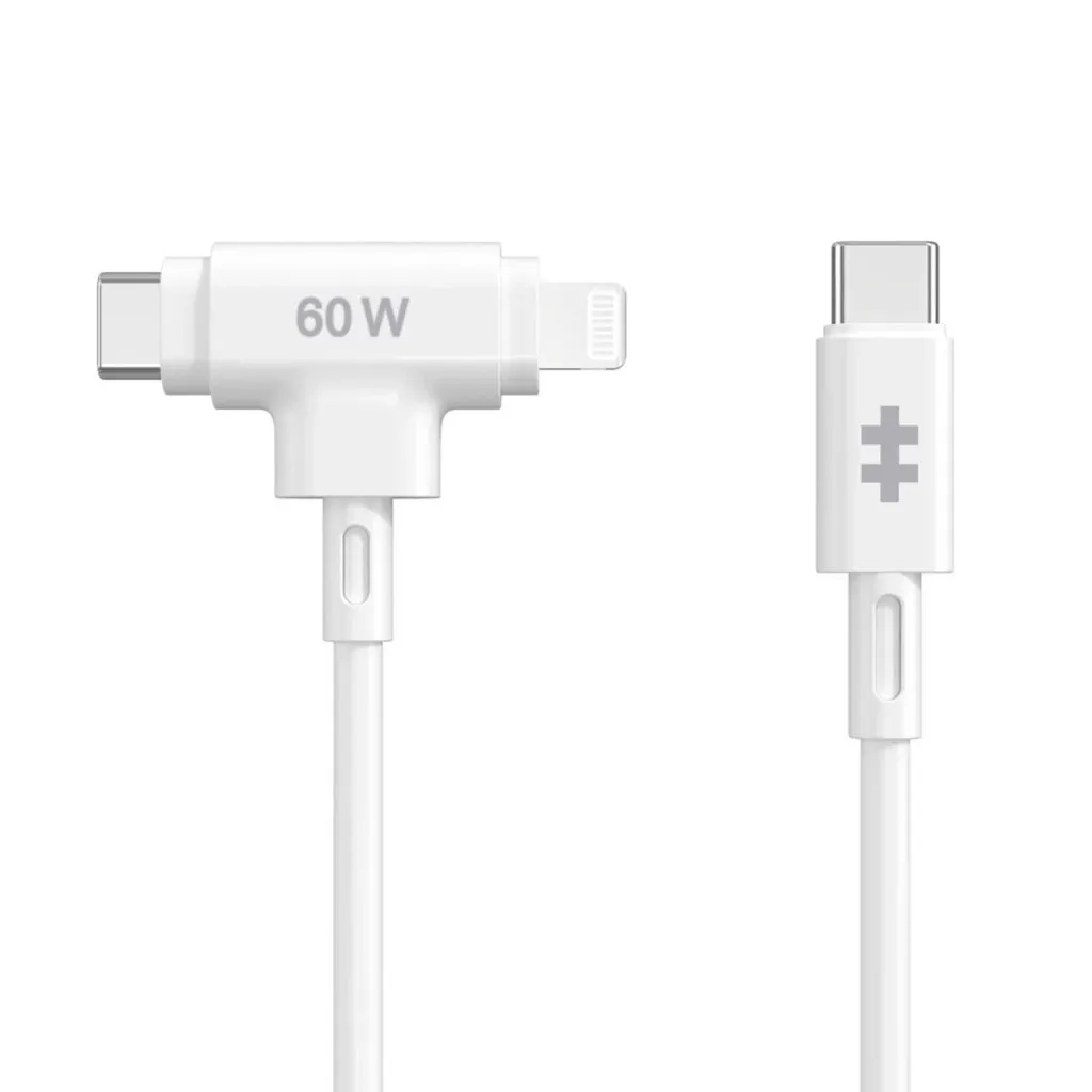 Targus cable de carga hyper 60W 2 en 1 USB-C en blanco - HJ4010WHGL